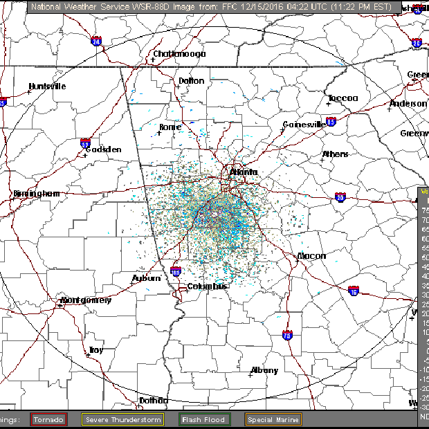 latest Base Reflectivity radar loop from Peachtree City, Georgia