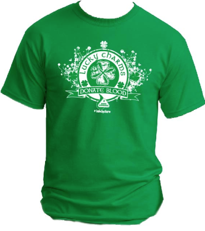 Special St. Patrick's Day T-shirt for blood donors at Blood Assurance.